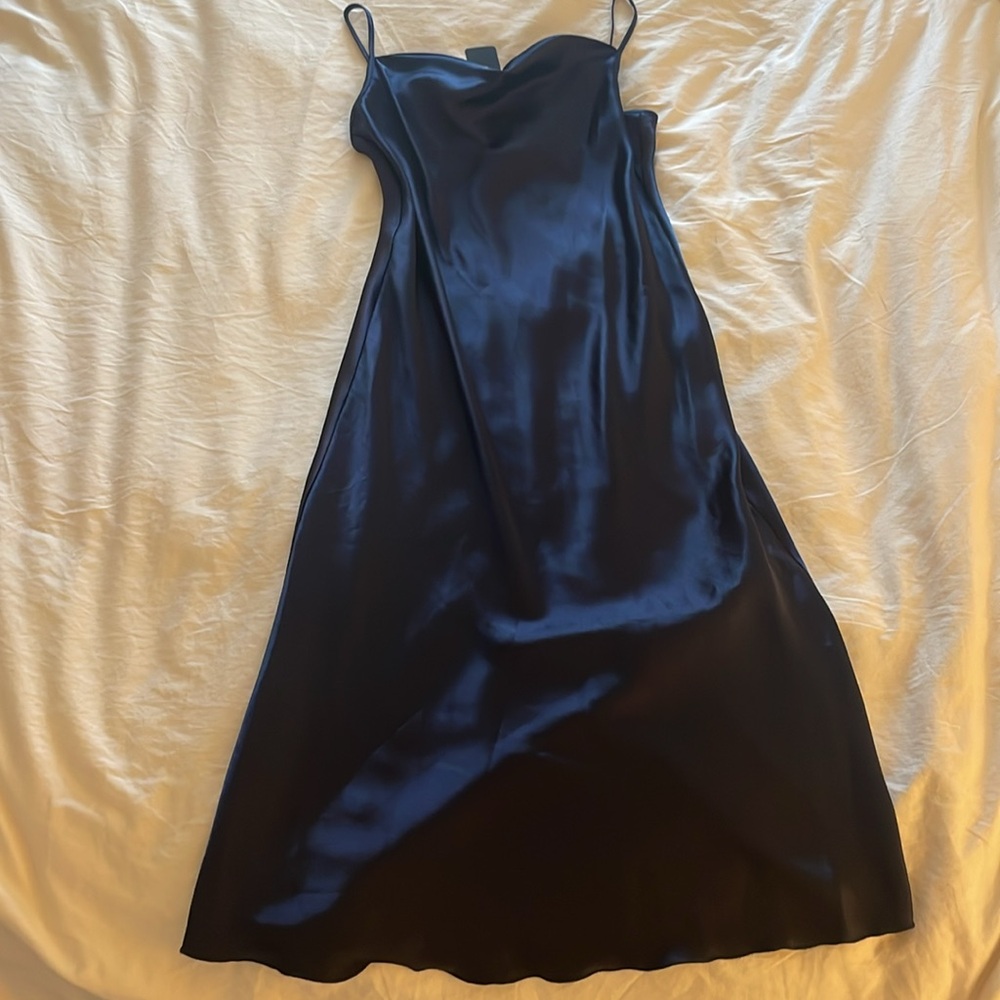 Navy Blue Satin Dress for any occasion (holidays, New Year’s Eve, date night)